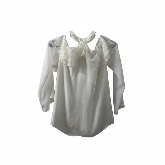 Alice + Olivia Tops - Alice + Olivia Ivory Ruffle Detail Blouse